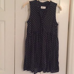 Anthropologie black with white polka dot top S EUC